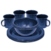 Campfire Enamel Dinnerset 4 Person Navy